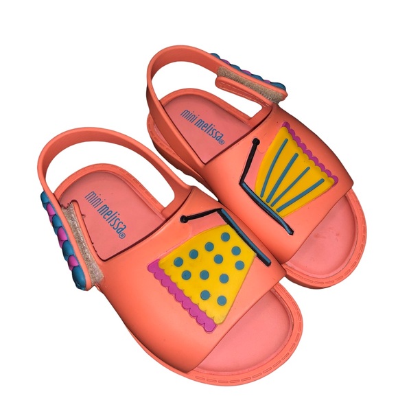 Mini Melissa Mia Fabula Butterfly and Caterpillar Coral Sandals - Picture 4 of 13